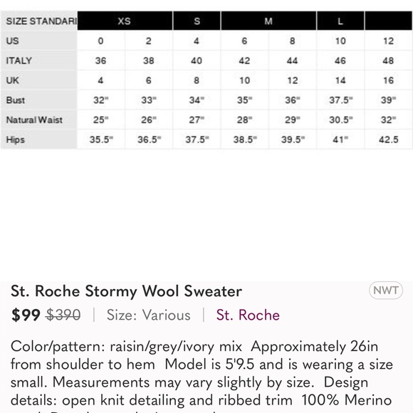 St. Roche Stormy sweater ins size small - Picture 6 of 9